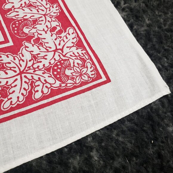 Vintage Mushrooms Printed Piece Of Linen Red And White 30.5x21.5" Retro VGC - Picture 5 of 7
